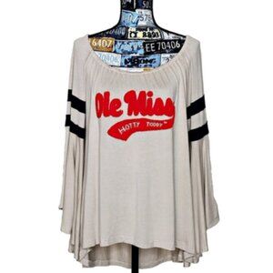 JUDITH MARCH Ole Miss Top Bell Sleeve Off Shoulder University of Mississippi NWT